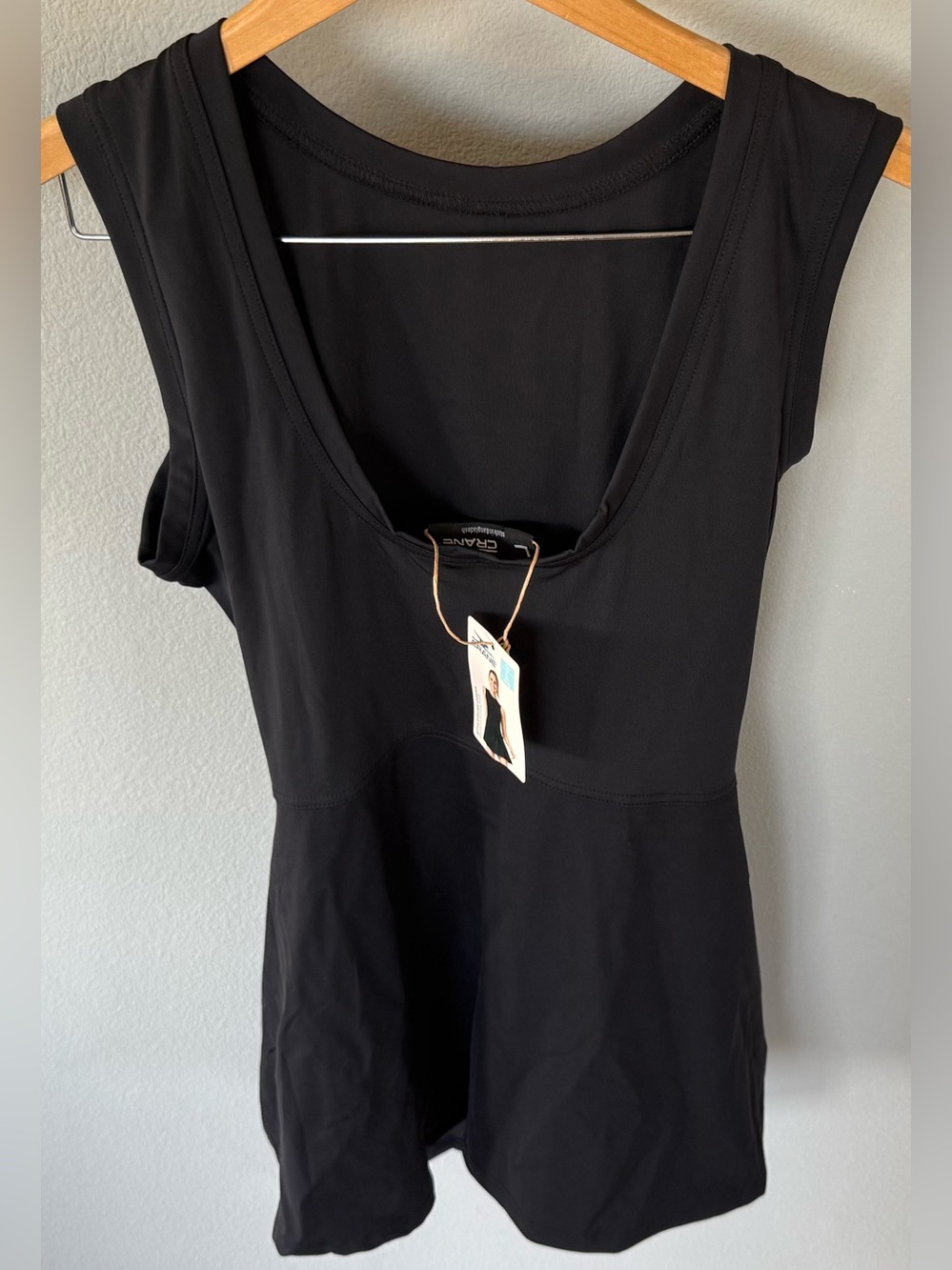 Crane Athleisure Dress | Large 12‑14 | Black | Tie Waist | NWT | Pickleball/Tenn - Picture 2 of 14